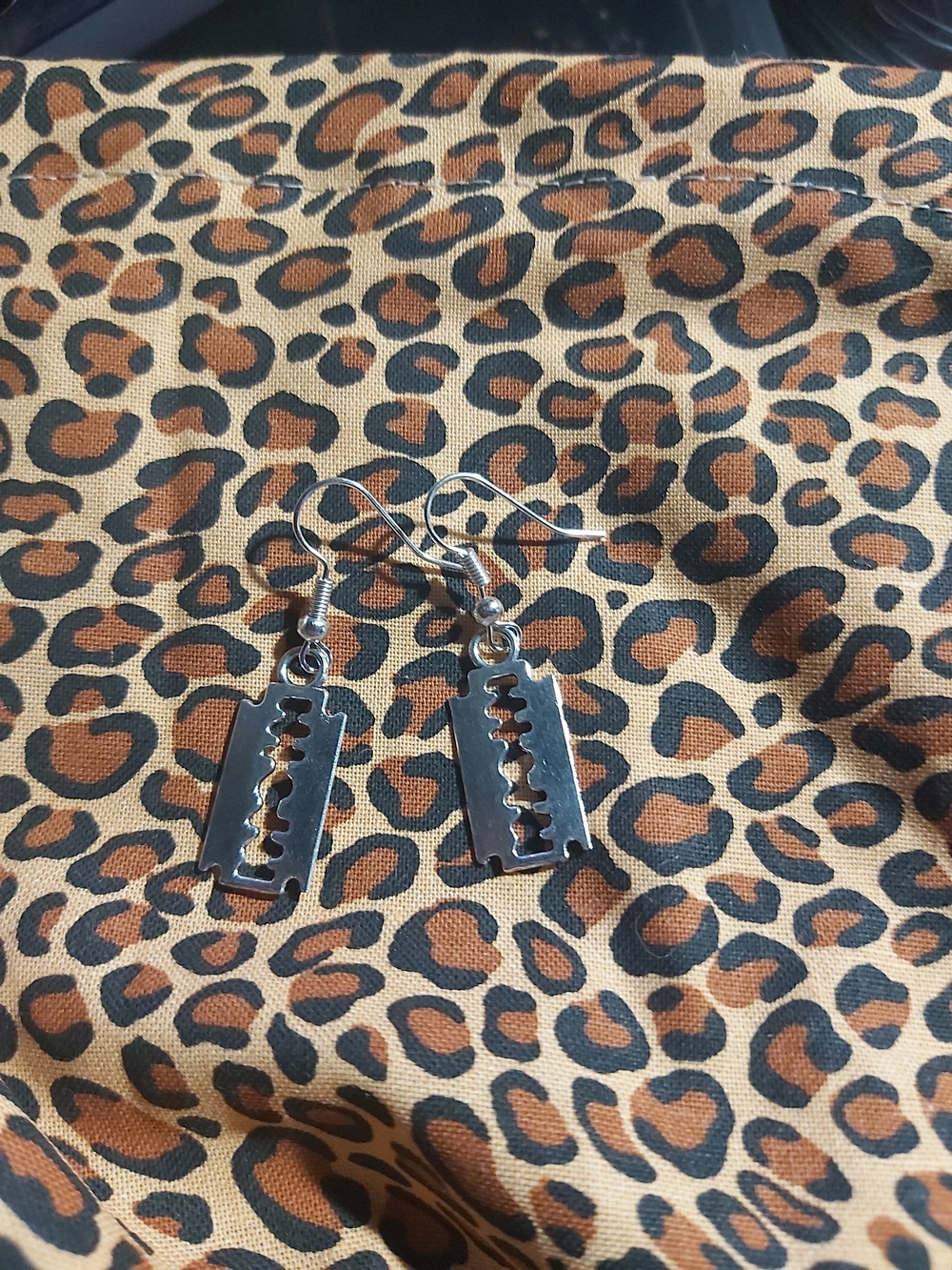 Silver Razor Blade Dangle Earrings for Women - Edgy Silver Drop Earrings